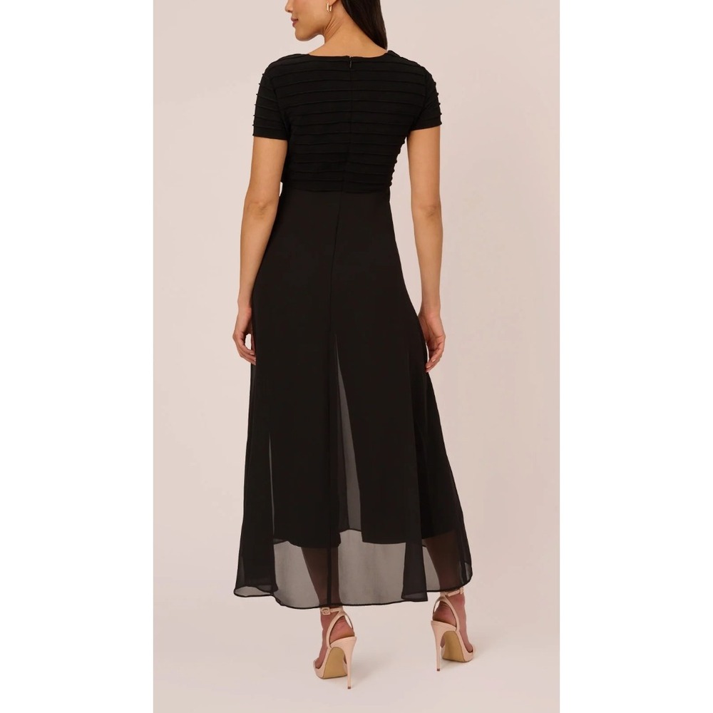 NEW Adrianna Papell Cropped Jumpsuit Skirted Overlay US 16 Black V-Neck Formal - Picture 2 of 16